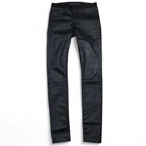 Vintage Helmut Lang black coated low rise slim straight pants.